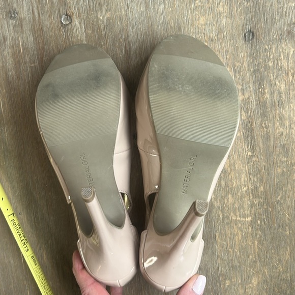 Material Girl Nude Patent Peep Toe Platform 5” Heels - Picture 13 of 16